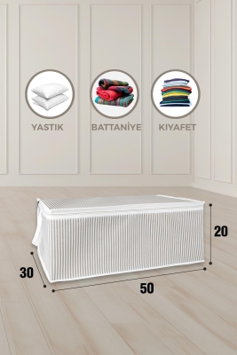 1 Adet Baza Altı Düzenleyici Kumaş Hurç Gri 75*40*40 Cm - 5