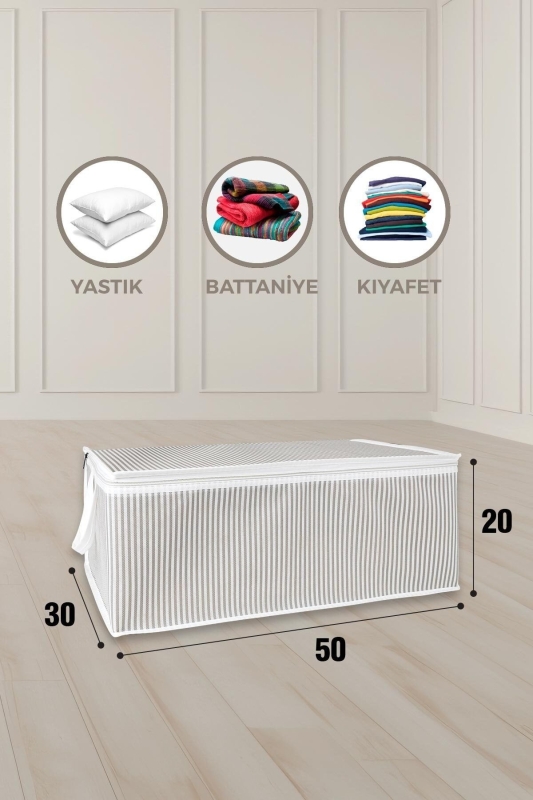 1 Adet Baza Altı Düzenleyici Kumaş Hurç Gri 75*40*40 Cm - 5