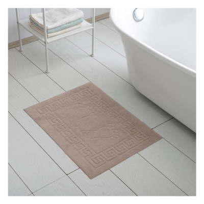 Bej Banyo Paspası – Ayak İzli Kaymaz Tabanlı Wellsoft Paspas, Yumuşak & Emici 45x65 cm (103424) - Buti