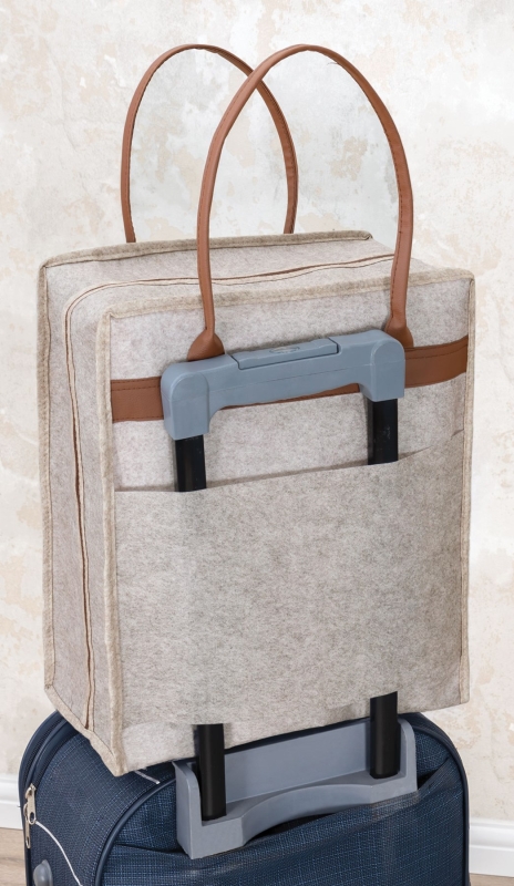 Derili Lüks Keçe 6 lı Bavul Organizer Seyahat Çantası Kahverengi 104263 - 2