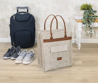 Derili Lüks Keçe 6 lı Bavul Organizer Seyahat Çantası Kahverengi 104263 - 3