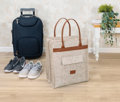 Derili Lüks Keçe 6 lı Bavul Organizer Seyahat Çantası Kahverengi 104263 - 5