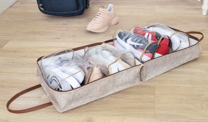 Derili Lüks Keçe 6 lı Bavul Organizer Seyahat Çantası Kahverengi 104263 - 8