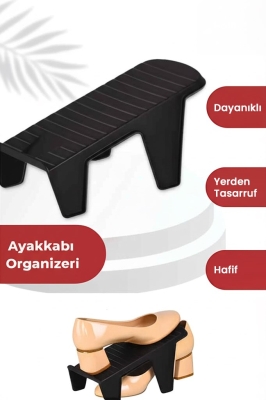 20 Adet Tekli Ayakkabı Rampası, Dolap İçi Düzenleyici, 2 Kat Yer Açan Ayakkabılık Organizer - 2