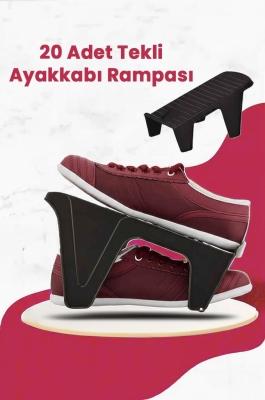 20 Adet Tekli Ayakkabı Rampası, Dolap İçi Düzenleyici, 2 Kat Yer Açan Ayakkabılık Organizer - 3