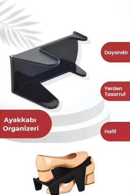 20 Adet Tekli Ayakkabı Rampası, Dolap İçi Düzenleyici, 2 Kat Yer Açan Ayakkabılık Organizer - 4
