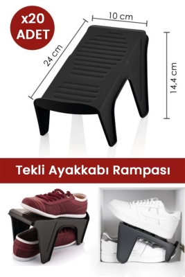 20 Adet Tekli Ayakkabı Rampası, Dolap İçi Düzenleyici, 2 Kat Yer Açan Ayakkabılık Organizer - 5