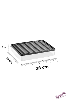 4’lü Antrasit Saklama Kabı – Mikrodalga, Derin Dondurucu Uyumlu, Hava Geçirmez, BPA’sız (5x23x28cm) - 4