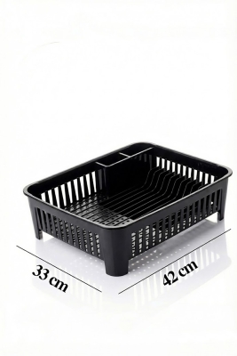 Bulaşıklık Tezgah Üstü Tabak Bardak Kurutmalık Plastik Bulaşık Sepeti 33x42 cm Siyah S-10567 - 2