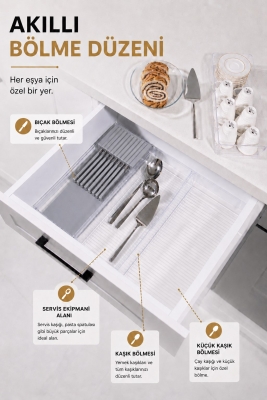 Çekmece İçi Bıçaklık Organizer Bölmeli Mutfak Düzenleyici Gri S-11029 - 3