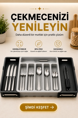 Çift Taraflı Uzayabilen Pratik Çekmece İçi Kaşıklık Organizer Çekmece Düzenleyici - 8