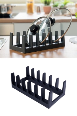 Çok Amaçlı Tabak Tava Tencere Kapağı Düzenleyici – Plastik Çekmece & Dolap İçi Organizer (Gri) - 4