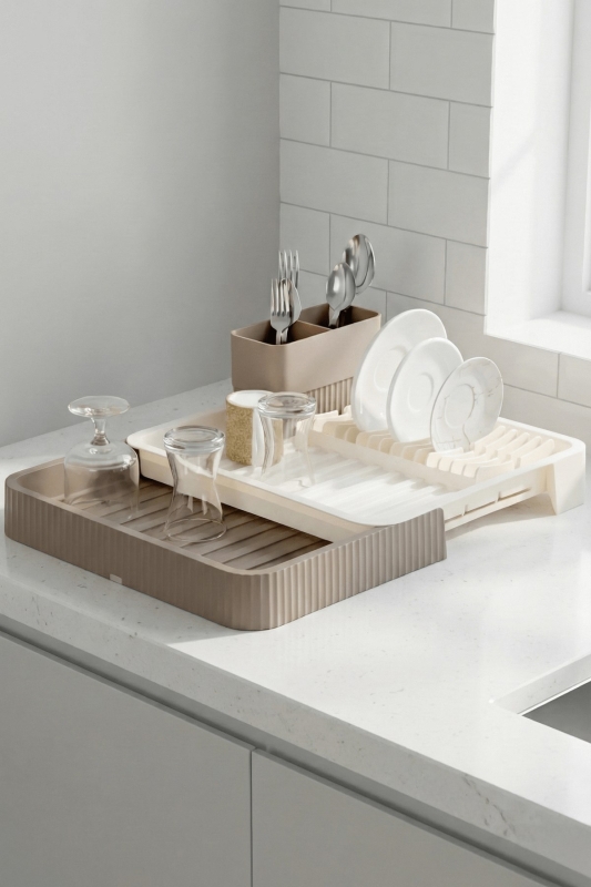 Krem Uzayabilir Sürgülü Bulaşık Sepeti, Lavabo/Tezgah Üstü Açılır Kapanır Bulaşıklık Kurutma Sepeti - 11