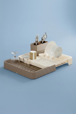 Krem Uzayabilir Sürgülü Bulaşık Sepeti, Lavabo/Tezgah Üstü Açılır Kapanır Bulaşıklık Kurutma Sepeti - 12