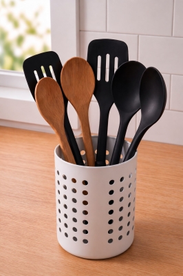 Pratik Tezgah Üstü Mutfak Düzenleyici 3'lü Set Tava Kapak Düzenleyici Kaşıklık ve Evye Süzgeci - 3