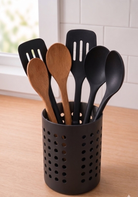 Pratik Tezgah Üstü Mutfak Düzenleyici 3'lü Set Tava Kapak Düzenleyici Kaşıklık ve Evye Süzgeci - 3