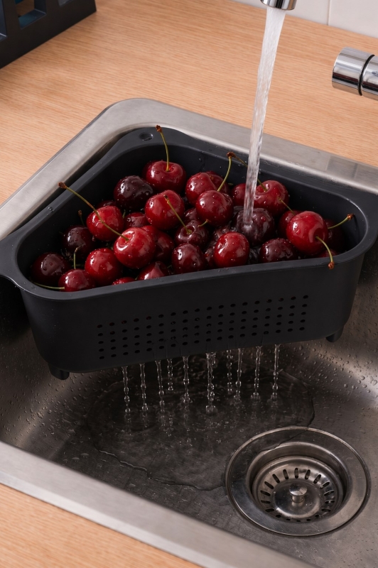 Pratik Tezgah Üstü Mutfak Düzenleyici 3'lü Set Tava Kapak Düzenleyici Kaşıklık ve Evye Süzgeci - 4