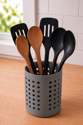 Pratik Tezgah Üstü Mutfak Düzenleyici 3'lü Set Tava Kapak Düzenleyici Kaşıklık ve Evye Süzgeci - 3