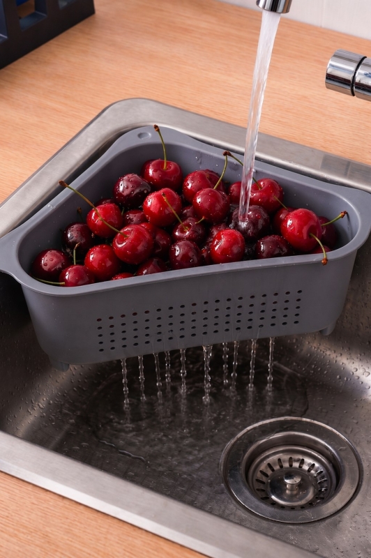 Pratik Tezgah Üstü Mutfak Düzenleyici 3'lü Set Tava Kapak Düzenleyici Kaşıklık ve Evye Süzgeci - 4