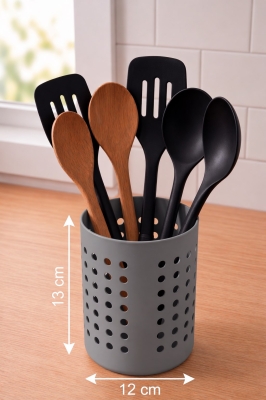 Pratik Tezgah Üstü Mutfak Düzenleyici 3'lü Set Tava Kapak Düzenleyici Kaşıklık ve Evye Süzgeci - 6