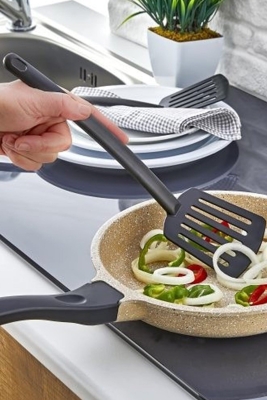 Pratik Yanmaz Yapışmaz Teflon Spatula- 220 Dereceye Dayanıklı Teflon Servis Kaşık 1 Adet - Fevito