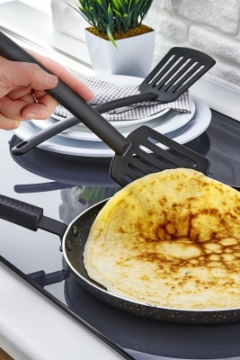 Pratik Yanmaz Yapışmaz Teflon Spatula- 220 Dereceye Dayanıklı Teflon Servis Kaşık 1 Adet - 2