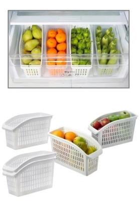 Buzdolabı Sepeti Dolap Içi Düzenleyici Sepet Organizer Beyaz 4 adet 30x16x17 No:2 - 2
