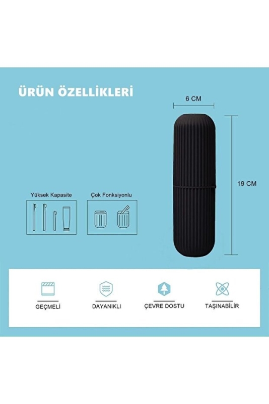 Siyah - Seyahat Tipi Diş Fırçası, Makyaj Malzemesi Saklama Kabı, Çok Amaçlı Aksesuar Organizeri - 2