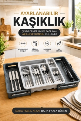Sürgülü Ayarlanabilir Kaşıklık Organizer | Çekmece İçi Düzenleyici S-10555 - Fevito