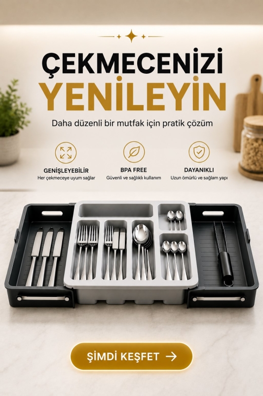 Sürgülü Ayarlanabilir Kaşıklık Organizer | Çekmece İçi Düzenleyici S-10555 - 6