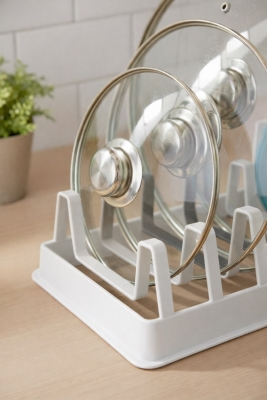 Tava Tencere Kapak Düzenleyici Tezgah Üstü Organizer Beyaz S-166 - 7