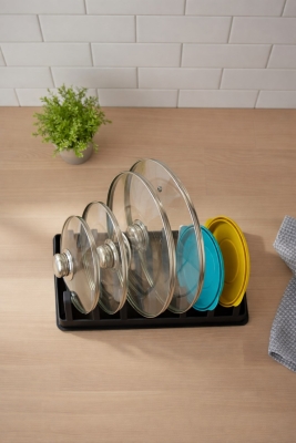 Tava Tencere Kapak Düzenleyici Tezgah Üstü Organizer Siyah S-166 - 5