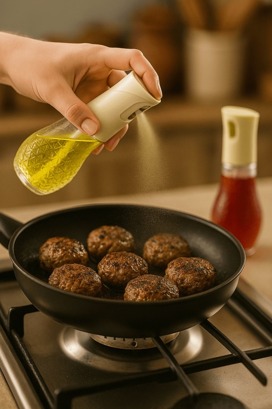Tekli Set Cam Sprey Yağdanlık - Airfryer, Izgara, Fritöz, Salata, Yemek Püskürtmeli Yağdanlık - 3066 - 6