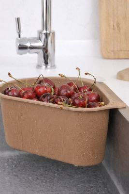 Vantuzlu Üçgen Lavabo Süzgeci Mutfak Evye Köşe Süzgeci Bej - 2