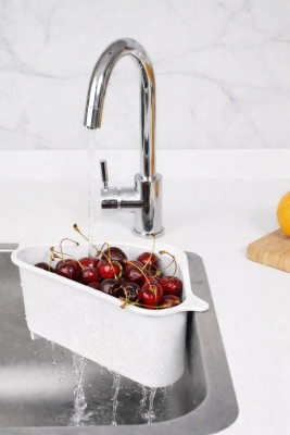Vantuzlu Üçgen Lavabo Süzgeci Mutfak Evye Köşe Süzgeci Beyaz - Fevito