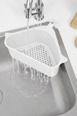 Vantuzlu Üçgen Lavabo Süzgeci Mutfak Evye Köşe Süzgeci Beyaz - 3