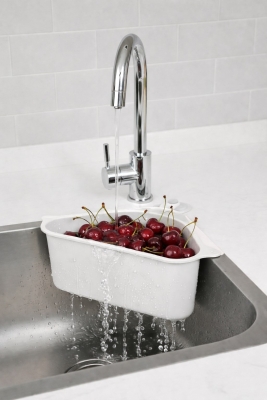 Vantuzlu Üçgen Lavabo Süzgeci Mutfak Evye Köşe Süzgeci Beyaz - 5