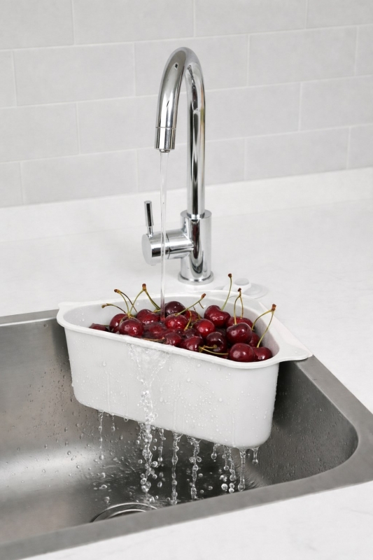 Vantuzlu Üçgen Lavabo Süzgeci Mutfak Evye Köşe Süzgeci Beyaz - 5