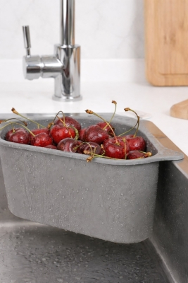 Vantuzlu Üçgen Lavabo Süzgeci Mutfak Evye Köşe Süzgeci Gri - 2