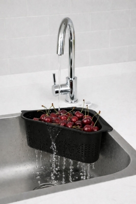 Vantuzlu Üçgen Lavabo Süzgeci Mutfak Evye Köşe Süzgeci Siyah - 5