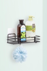 Sas Haus - Ömür Boyu Paslanmaz Yapışkanlı Banyo Düzenleyici Şampuanlık Duş Rafı Siyah MGS-718