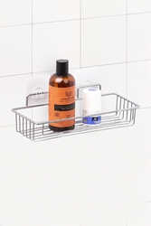Sas Haus - Ömür Boyu Paslanmaz Yapışkanlı Banyo Düzenleyici Şampuanlık Tek Katlı Duş Rafı Krom MKB-724
