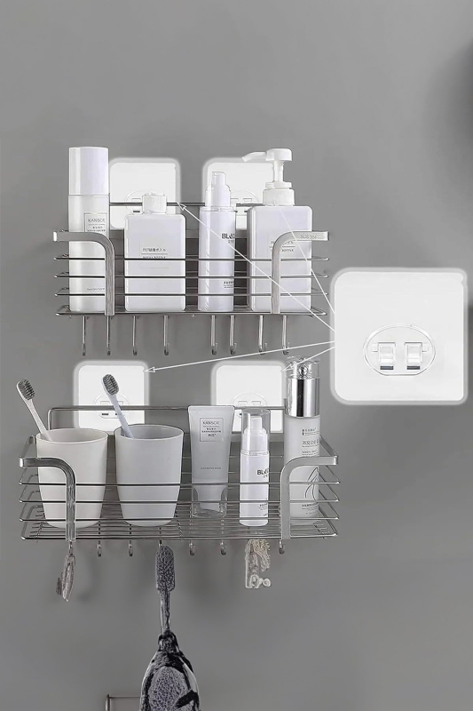 10 Adet 7x7cm Yedek Süper Güçlü Yapışkanlı Askı, 20KG Banyo - Mutfak Raf Tutucu Sticker, Delmesiz - 4