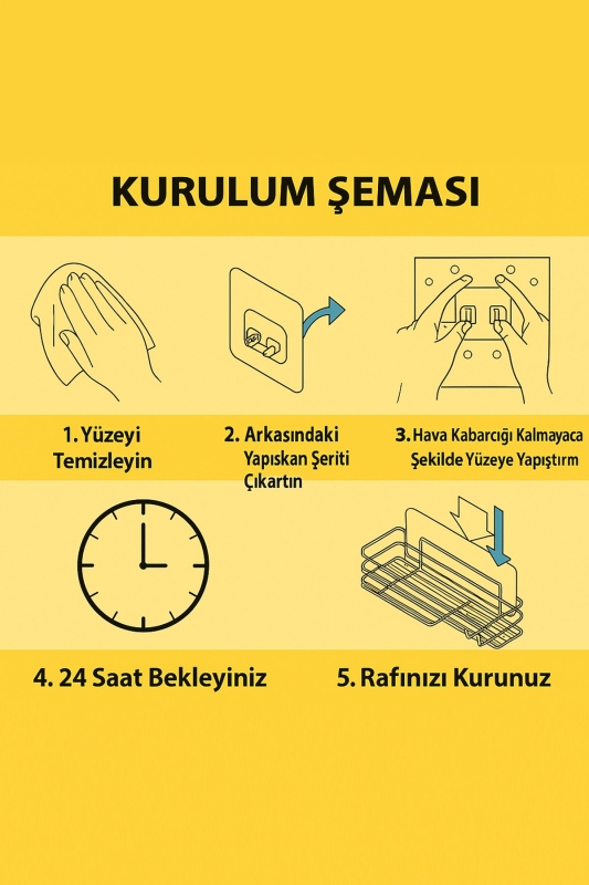 10 Adet 7x7cm Yedek Süper Güçlü Yapışkanlı Askı, 20KG Banyo - Mutfak Raf Tutucu Sticker, Delmesiz - 7