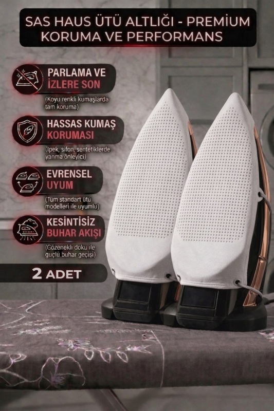 2 Adet Teflon Ütü Altlığı Yanmaz Parlama Önleyici Ütü Koruma Aparat Kaygan Taban Tüm Ütülerle Uyumlu - 1