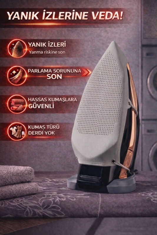 2 Adet Teflon Ütü Altlığı Yanmaz Parlama Önleyici Ütü Koruma Aparat Kaygan Taban Tüm Ütülerle Uyumlu - 2