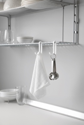 2’li Beyaz Askı Kanca Seti – Banyo & Mutfak Rafları İçin Plastik Askı Aparatı - 1