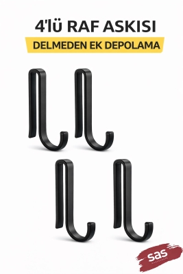4 Adet Plastik Askı Metal Banyo Mutfak Rafları Için - 4