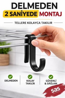 4 Adet Plastik Askı Metal Banyo Mutfak Rafları Için - 5