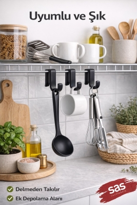 4 Adet Plastik Askı Metal Banyo Mutfak Rafları Için - 8